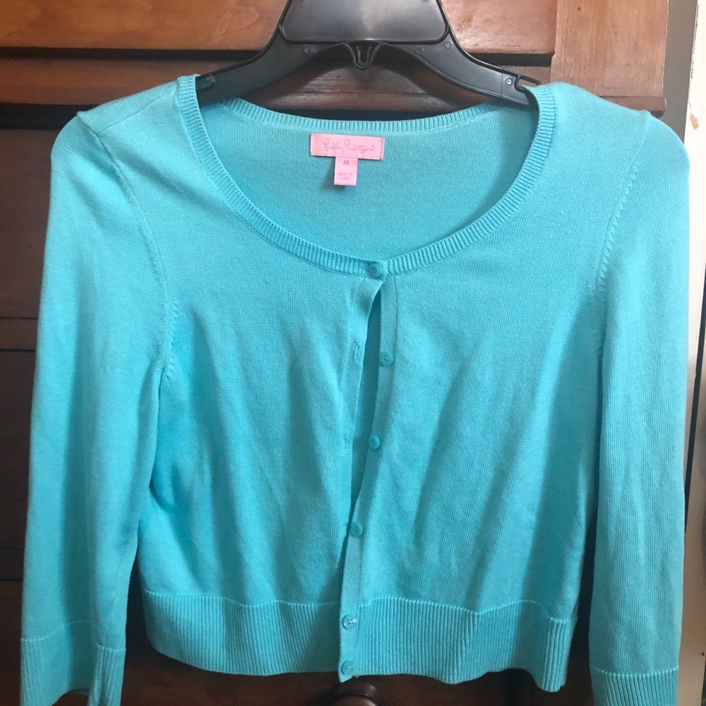 Turquoise Lilly Pulitzer Hilary 3/4 Cardigan